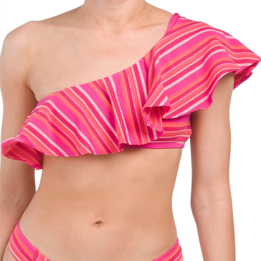 #10806-18 Trina Turk Marai Ruffle One Shoulder Bikini Top Size 10 & 14 NWT